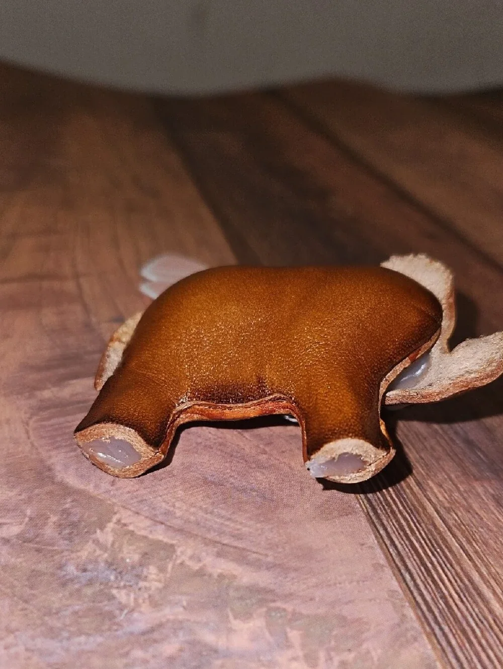Leather Elephant Keychain with Floral Saddle